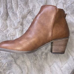 Brown leather booties